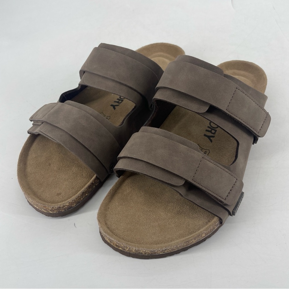 FITORY Mens Classic Sandals with Two Straps Beach Slides for Summer Brown